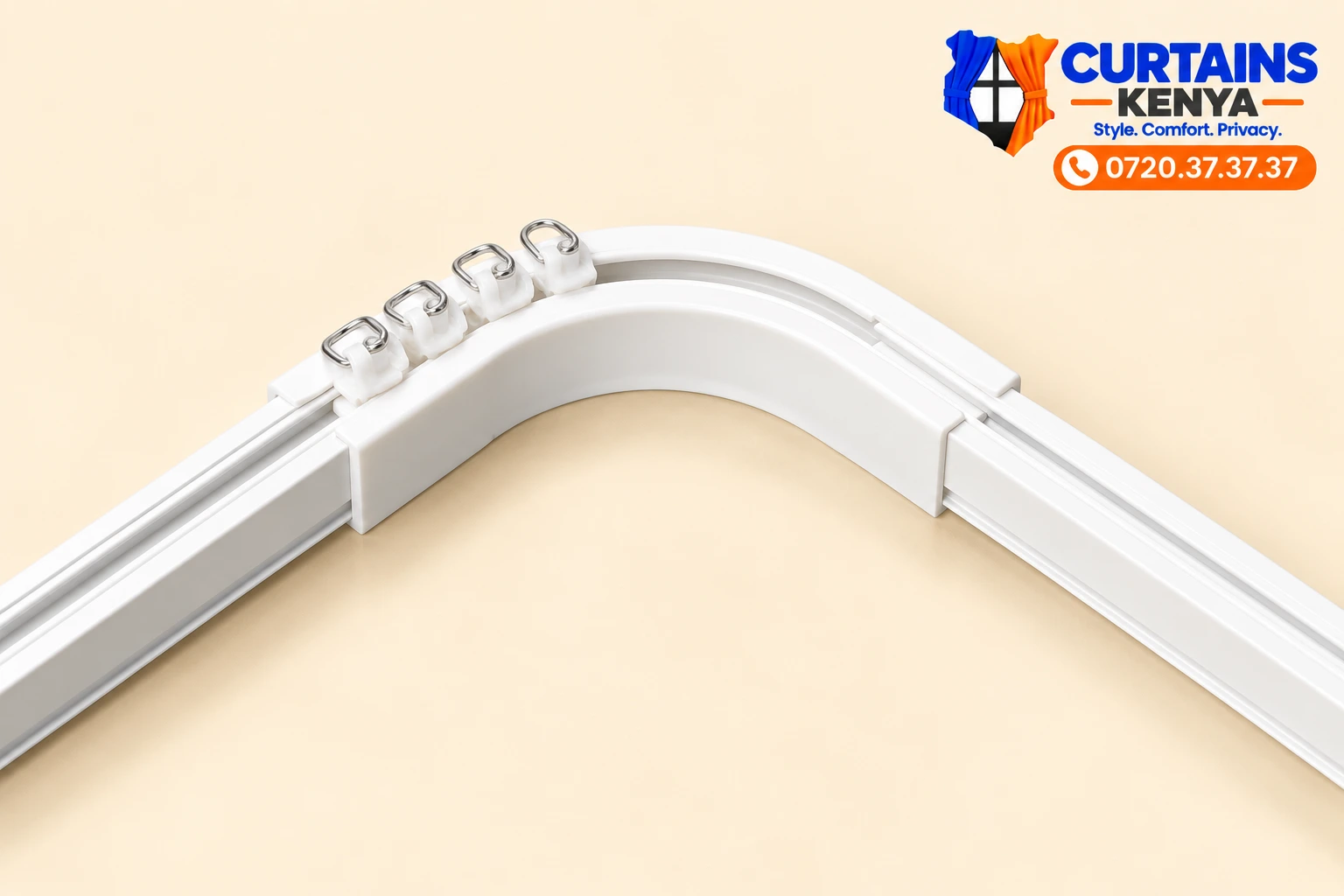 Curved aluminium curtain rail