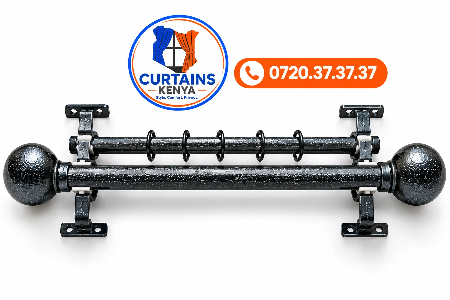 Decorative double curtain rod set