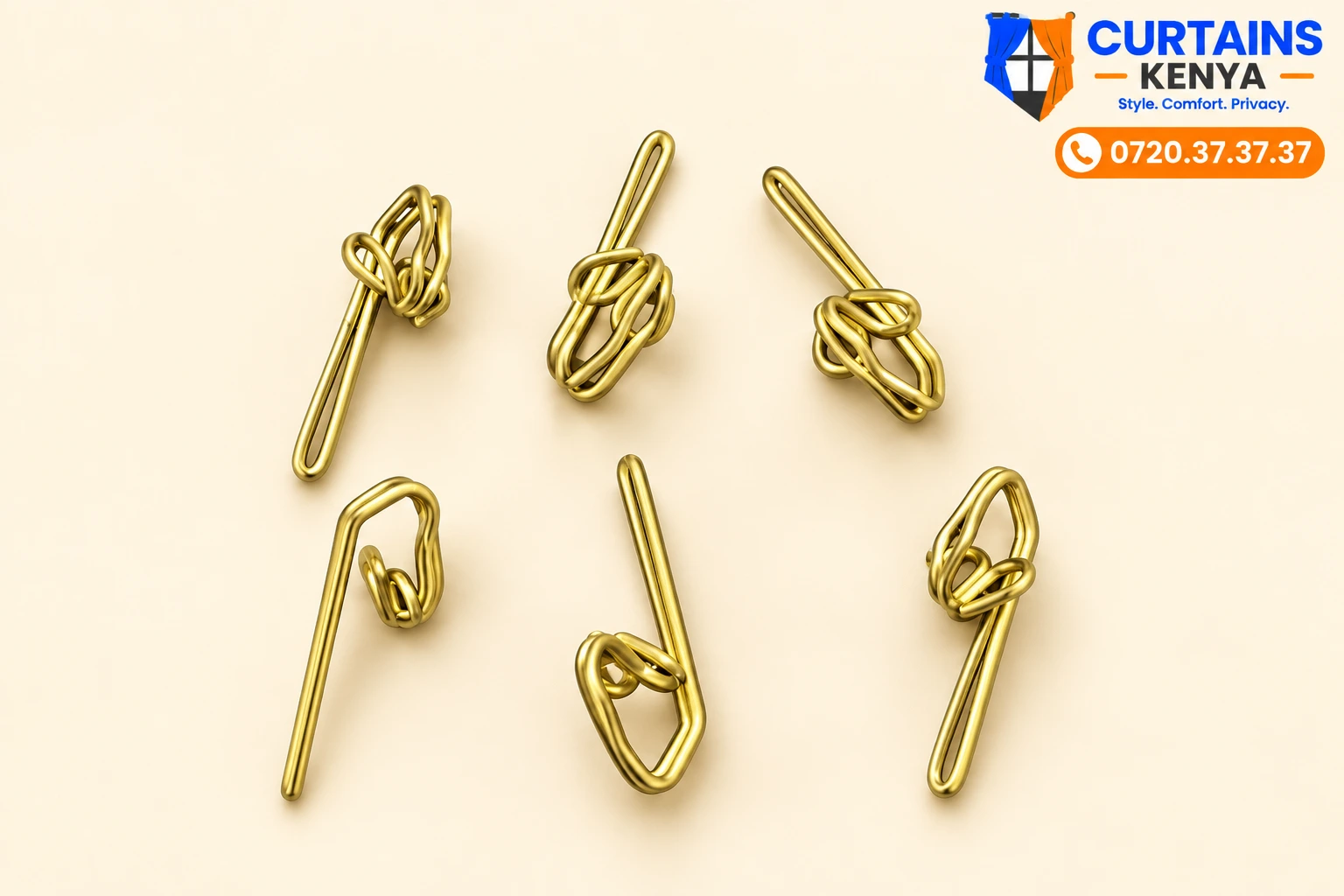 Gold curtain hooks